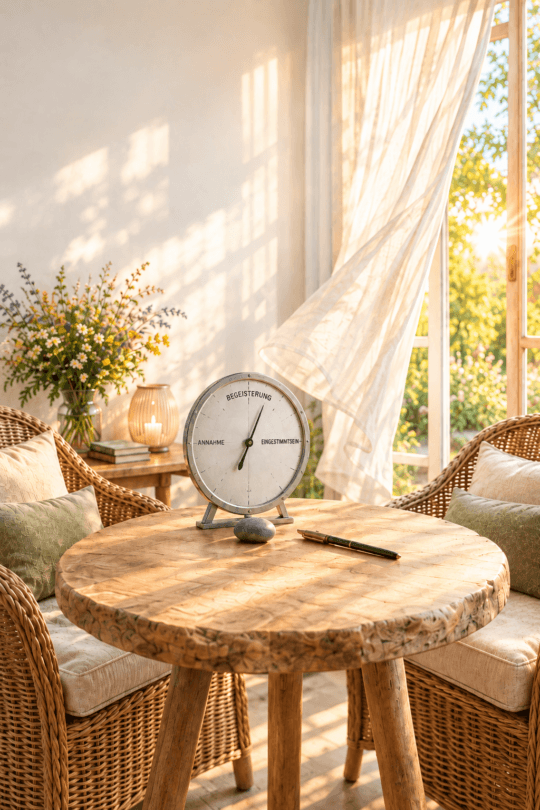 Sonniger Cottage-Lesewinkel mit Stimmungsdial Sonniger Cottage-Lesewinkel mit Stimmungsdial